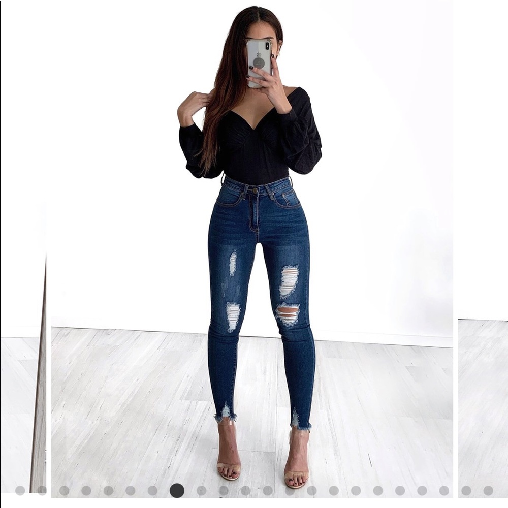 Dark Blue Ripped Jeans - Milan The Label